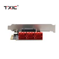 PCIe 6พอร์ต SATA3.0ไปยังการ์ดเอ็กซ์แพนชัน PCI Express 4X Gen3 PCI Express SATA Adapter SATA3 Converter