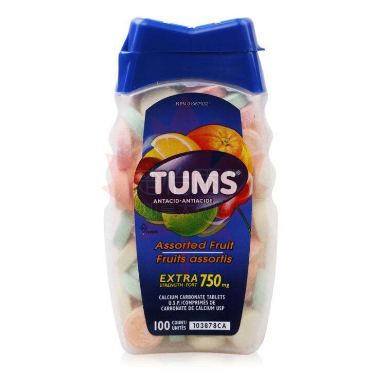 Canadian original TUMS anti-gastric acid chewable calcium tablets 750 ...