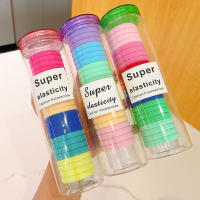 24Pcs กระป๋องสีผ้าขนหนูแหวนหนังแขนหัวเชือกผูกผมหางม้าแหวนเกาหลีไม่มีรอยต่อยางรัดผมยืดหยุ่นสูงเชือก