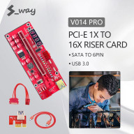 S-way Thẻ Riser V014 Pro PCIE Riser 013 Cabo Mới Thẻ Riser PCI-E 1X Đến 16X Cáp Nguồn Express X1 X16 SATA Sang 6Pin Cáp USB 3.0 Cho Máy Đào Mỏ thumbnail
