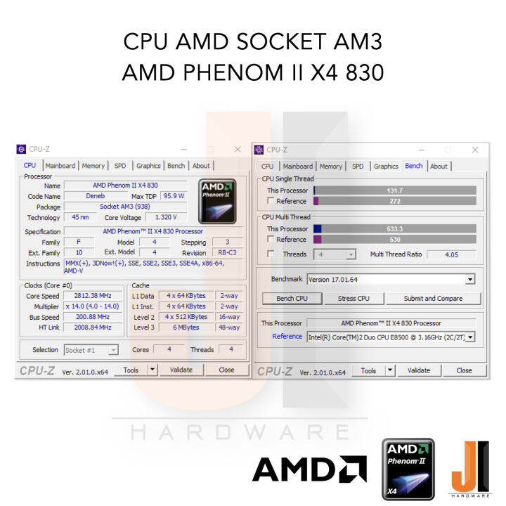 cpu-amd-phenom-ii-x4-830-4-cores-4-threads-2-8-ghz-6-mb-l3-cache-95-watts-tdp-no-fan-socket-am3-สินค้ามือสองสภาพดีมีการรับประกัน