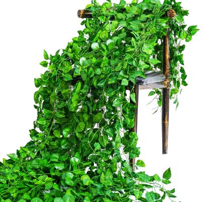 [AYIQ Flower Shop] 3ชิ้น210ซม. พลาสติกต้นไม้ประดิษฐ์เถาใบไม้ปลอม Hiasan Taman Rumah ไม้เลื้อยสีเขียวพวงมาลัยใบไม้สำหรับห้องนอน/สำนักงาน