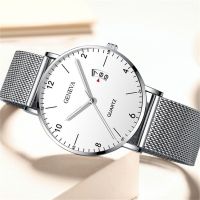 [WDC]✥❃♤ montre homme Casual Watch for Men Quartz Wristwatch Minimalist Mens Ultra thin Stainless Steel Mesh Belt Business Calendar Clock