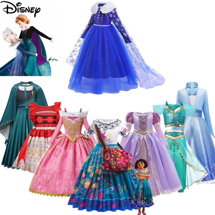 disney-girls-frozen-elsa-princess-dress-cosplay-encanto-mirabel-isabela-clothes-kids-maleficent-carnival-party-halloween-costume