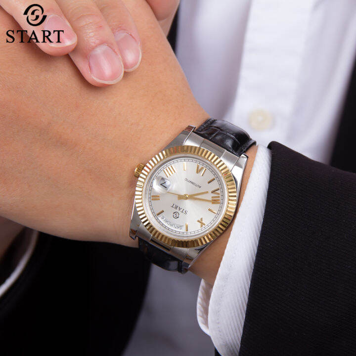 【START】 Men's Mechanical Watch Date Week Function Waterproof Watch