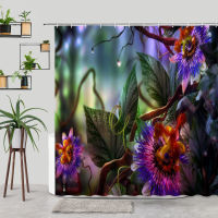 Fantasy Fairy Forest Shower Curtain Flower Tree Nature Night Scenery Wonderland Decor Fabric Bathroom Curtains Polyester Hooks