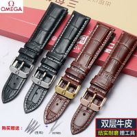 สายนาฬิกา Omega/Gadiefei สำหรับผู้ชายและผู้หญิง OMG speedmaster seahorse หนัง cowhide pin buckle strap 20 22mm