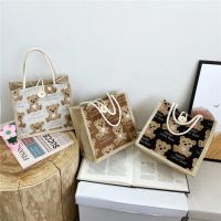 Internet celebrity ins Japan handbag Bento bag student small fresh one shoulder linen tote bag one piece