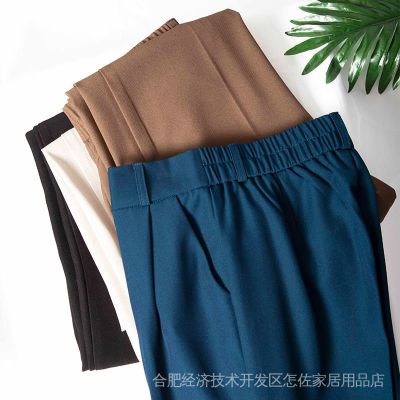 READY STOCK superior quality Suit Pants Womens 2021 New Korean Style High Waist Slimming Straight-Leg Pants Cropped Tube