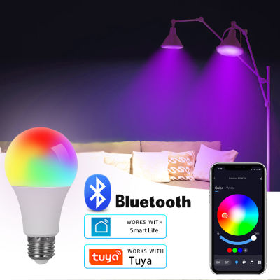 E27 LED Smart Bulb RGB Tuya Lamp Bluetooth APP Control Dimmable Ampoule LED Light Bulb 15W Home Bedroom Christ. Party Decor.