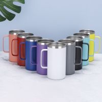 【CW】304 stainless steel creative handle cup with lid coffee cup home office mug double vacuum insulated mug