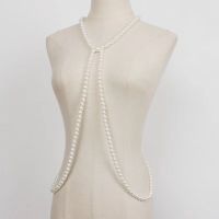 Sexy pearl long necklace body chain Hand-beaded original design imitation pearl shoulder chain jewelry