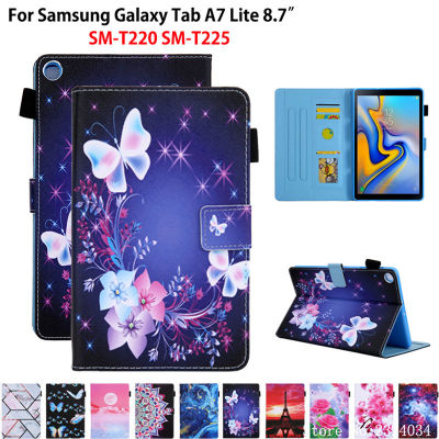 กรณีแท็บเล็ตสำหรับ Samsung Galaxy Tab A7 Lite 8.7 2021กรณี SM-T220 SM-T225 T220 T225แฟชั่นผีเสื้อขาตั้งปลอก