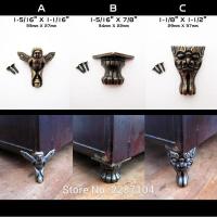 4pcs Decorative Antique Brass Vintage Angel Face Cheetah Jewelry Chest Box Wood Furniture Feet Leg Corner Protector Screw Furniture Protectors Replace