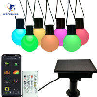 Outdoor Solar Festoon String Led Lights Waterproof Music Rhythm G40 Multicolour Remote Smart LED Lights Wedding Party Decoration