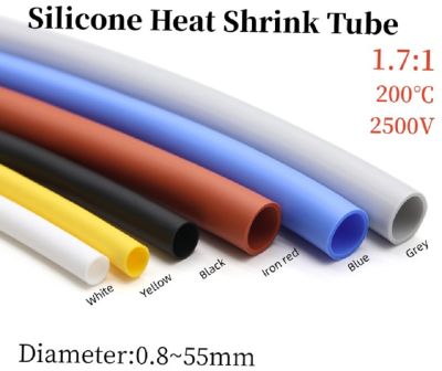 1M Silicone Heat Shrink Tube Dia 0.8~55mm Flexible Cable Sleeve Insulated 2500V High Temperature Soft DIY Wire Wrap Protector