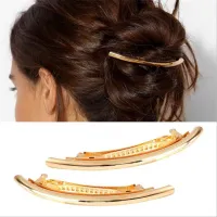 【CC】♙  Fashion Tube Big Hairpins for Metal Barrettes Gold Back Hairgrips Hair Accessories