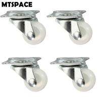 MTSPACE 4pcs/Set 10KG Universal Swivel Casters Wheels Castor White PP Nylon Dual Roller Wheel For Platform Trolley Chair Durable