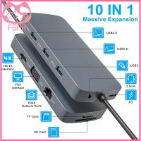 FGFR USB หลายพอร์ต3.0การ์ดความจำ RJ45 Type-C Splitter PD ชาร์จ USB USB C HUB 4K HDMI