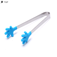 ? TGP มินิซิลิโคนอาหารคลิปไม่ลื่นน้ำแข็งสแควร์กาแฟน้ำตาล BBQ Tong KITCHEN TOOL