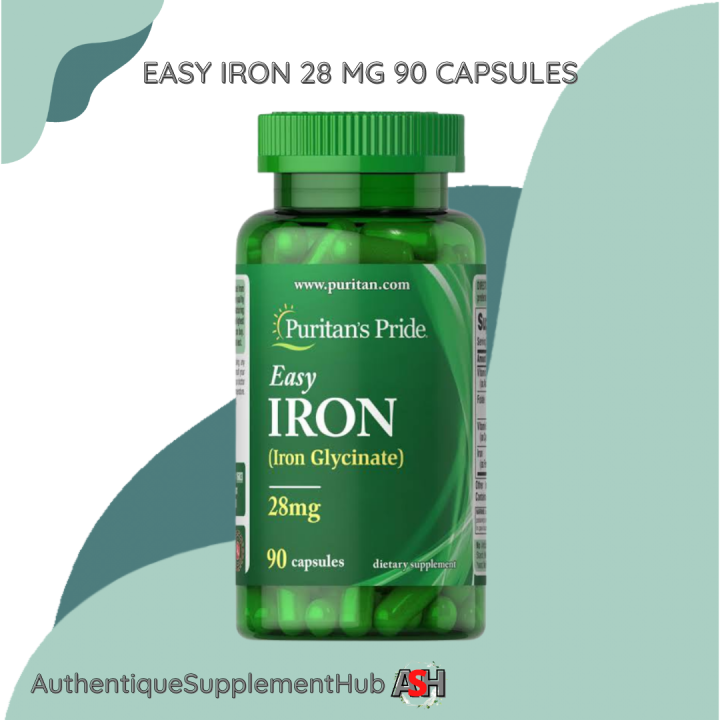 Puritan's Pride Easy Iron (Iron Glycinate) 28 mg 90 Capsules Fights