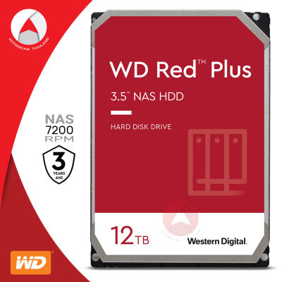 WD NAS RED PLUS 12 TB 7200rpm [ฮาร์ดดิสก์] 256MB, SATA-3, WD120EFBX HDD Harddisk รองรับ 7วัน 24 ชม. ประกัน Synnex 3 ปี