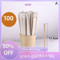 ?【HOT SALE】MUXI ที่กวนกาแฟทำจากไม้ไผ่100ชิ้นเครื่องดื่มเย็นๆอุปกรณ์สำหรับร้านกาแฟอุปกรณ์สำหรับบาร์ห้องครัว