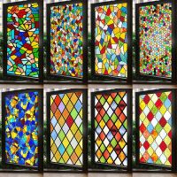 40cmx60cm Glass Sticker Electrostatic Church Stained Window Privacy Film Vinyl Frosted Decoration Customized Size