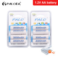 4ชิ้นบัตร PALO AA แบตเตอรี่แบบชาร์จ AA NiMH 1.2โวลต์3000มิลลิแอมป์ชั่วโมง Ni-MH 2A Pre-Charged Bateria แบตเตอรี่แบบชาร์จไฟได้สำหรับกล้อง