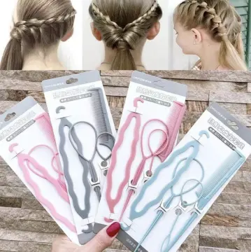 4pcs/set French Braid Tool Loop Elastic Hair Bands Remover Cutter