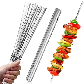 90pcs Bamboo Stick Food Grade Bamboo Skewer Sticks Disposable Natural Wood  Long Stick For Barbecue Fruit BBQ Tools 15/20/25/30cm