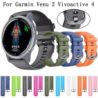 สายนาฬิกาซิลิโคนสำหรับ Garmin Venu 2 Vivoactive 4สายนาฬิกาเพื่อสุขภาพ22มม. อะไหล่สายรัดข้อมือสมาร์ทวอทช์ Correa