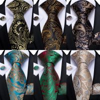 Fashion Paisley Men 39;s Ties Gold Teal Green Black Silk Tie For Men 8cm Business Wedding Accessories Cravat Gift For Men DiBanGu