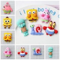 TINSLEY 10pcs อุปกรณ์เครื่องประดับอัญมณี SpongeBob SquarePants เสน่ห์ DIY แพทช์ตุ๊กตา3D กิ๊บติดผม DIY น่ารักน่ารักๆ งานฝีมือทำมือ อุปกรณ์เสริมรองเท้า