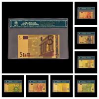 8Pcs/Lot European Gold Banknotes Sets5.10.20.50.100.200.500.1000 Euro Bank Note Paper Money For Christmas Gifts Frame