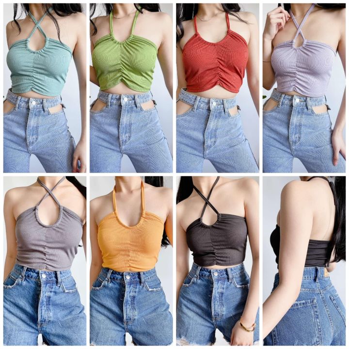 Maicy Sleeveless 2 Way Strap Knitted Crop Top | Lazada PH