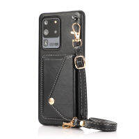 Wallet Genuine Leather Case For Samsung Galaxy S21 s20 S10 S9 Plus Note 20 Ultra 5G Note9 S10E With Shoulder Strap Phone Bag