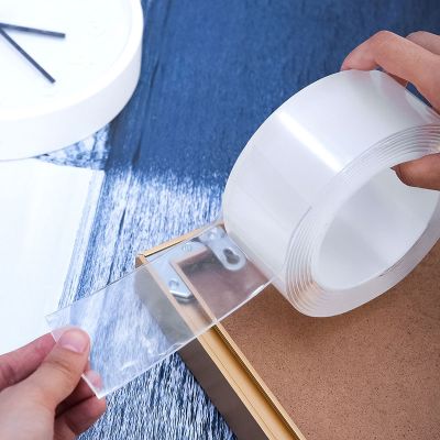 【YF】☍♠■  20mm/30mm/50mm Width Tape Sided Transparent No Trace Reusable Adhesive Tapes Glue Cleanable Sticker