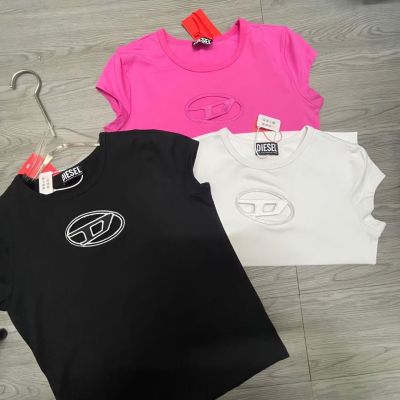 Diesel Diesel Female Small Hollow Out Letters Embroidery T-Shirt Design Perceptual Sense Of Cultivate Ones Morality Show Thin Solid Color Short Sleeve Blouse