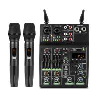 Mixer with Wireless Microphone Studio Sound Mixers 4 Channel with Bluetooth REC DJ Console Mixing A