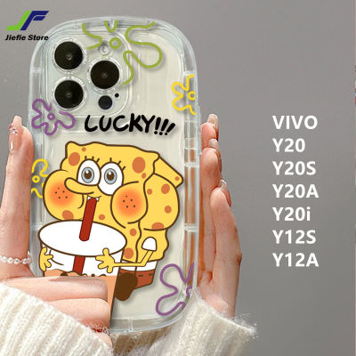 JieFie เคสโทรศัพท์การ์ตูน SpongeBob สำหรับ VIVO Y20 / Y20S / Y20A / Y20i / Y12S / Y12A น่ารักพายดาวเครื่องดื่มชานมสบู่เคสโทรศัพท์กันกระแทก TPU