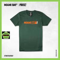 Miami bay เสื้อคอกลม ผ้ากีฬา รุ่น pause  สีกรม และ เขียว