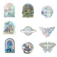 ELEGANT Star Butterfly Rainbow Window Film Sun Catchers สติ๊กเกอร์ติดผนังห้องนอนสติกเกอร์กระเป๋าเดินทางสกู๊ตเตอร์รถแล็ปท็อปสติกเกอร์ตกแต่ง