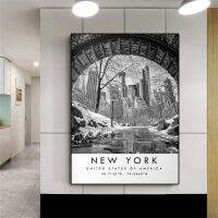 Modern New York Travel Print City Poster | Central Park Print Picture | Wall Art Gallery Decor | ภาพวาดผ้าใบ | ตกแต่งสำนักงาน | ไอเดียของขวัญยอดนิยม