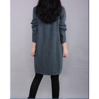 Korean ashion Loose Long Sleeve Midi Dress Casual Linen Blouse Tops Big