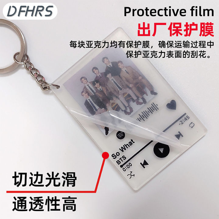 เพลงอะคริลิค-dfhrs-bts-พวงกุญแจรายละเอียดสีสว่างสายโซ่ที่เป็นมิตรกับสิ่งแวดล้อมสำหรับคนรักกลุ่มไอดอลของ-bts