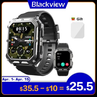 ZZOOI Blackview Men Smart Watch Global Version 1.83inch Bluetooth Call Sport Fitness Tracker IP68 Waterproof Smartwatch for Xiaomi