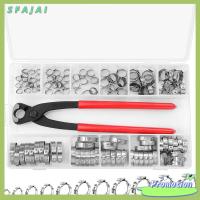 SFAJAI 120PCS ขนาด11นิ้ว หูเดี่ยวหู 304สแตนเลสสตีล 6-33.1มม. แคลมป์รัดท่อ ที่หนีบหู Stepless Cinch แหวนจีบ การรักษาความปลอดภัยท่อท่อ