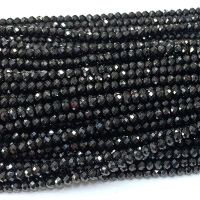 Veemake Black Tourmaline Natural DIY Necklace Bracelets Ring Faceted Small Rondelle Womens Beads For Jewelry Making 06669 Mobile Accessories