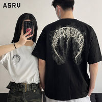 ASRV เสื้อยืดแขนสั้นขนาดใหญ่พิมพ์ตัวอักษร100% ป้องกันผ้าเสื้อยืดผู้ชายฮิปฮอป